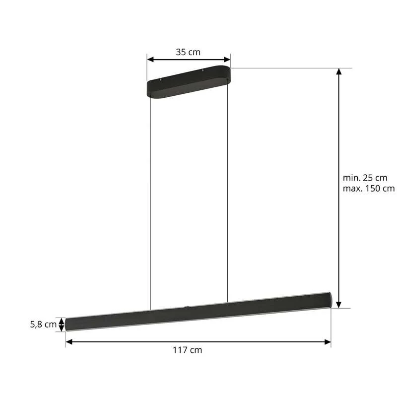 B-Ware Lucande Hängelampe Hängeleuchte Arvon LED dimmbar schwarz 117cm CCT 3250Lumen