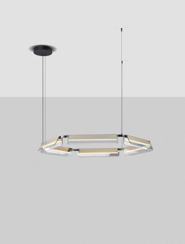 Apnea LED Pendelleuchte Hexagon Schwarz, Gold
