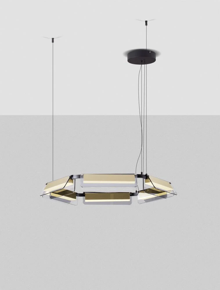 Apnea LED Pendelleuchte Hexagon Schwarz, Gold