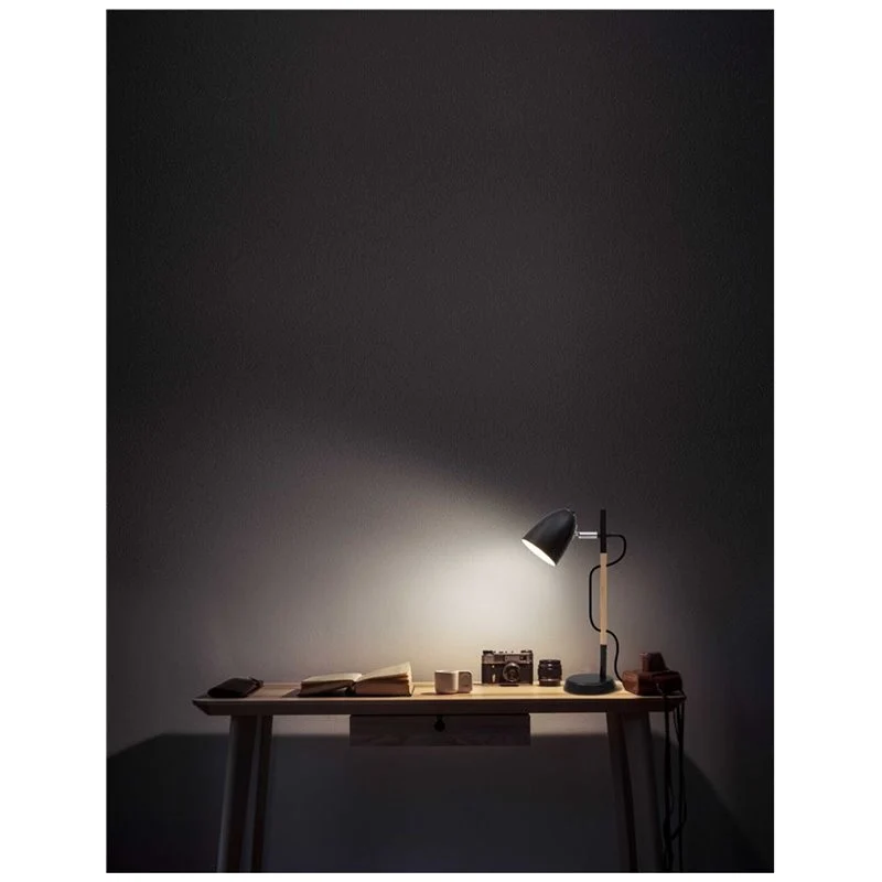 B-Ware NOVA LUCE Tischleuchte Lampe ALINA Holz Schwarz Schreibtischleuchte E27 LED 42cm