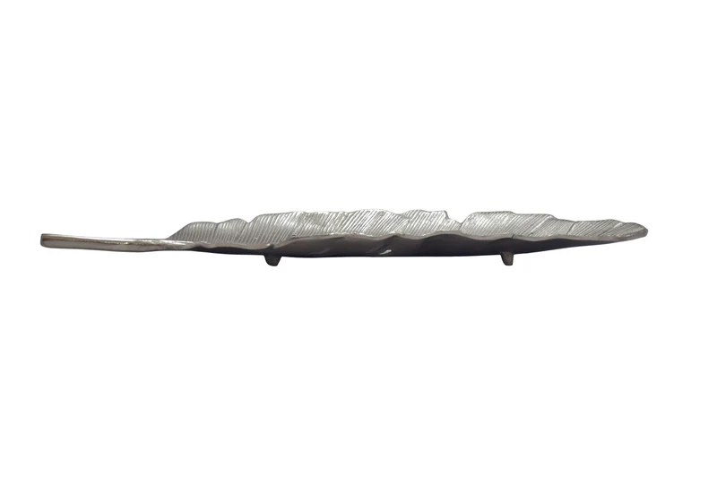Dekoschale Blatt Wohnling 80 cm, Silbern aus lackiertem Aluminium