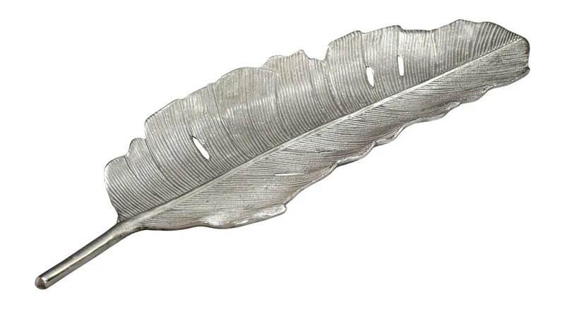 Dekoschale Blatt Wohnling 80 cm, Silbern aus lackiertem Aluminium