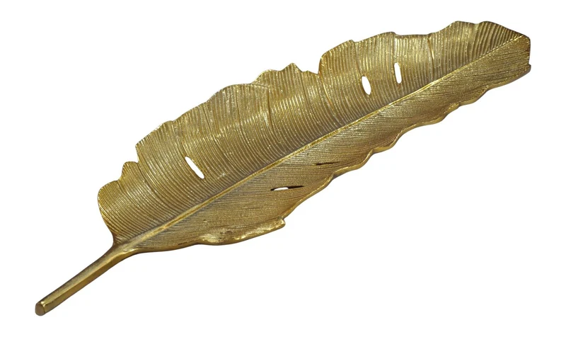 Dekoschale Blatt Gold 80 cm aus Aluminium von Wohnling, handgefertigt
