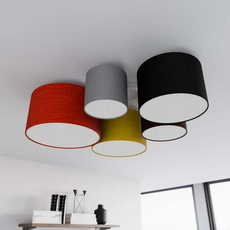 B-Ware Lindby Laurenz Deckenlampe Deckenleuchte Lampe Leuchte 5-flammig 90cm rot-gelb