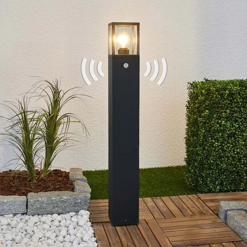 B-Ware Lucande Wegeleuchte Klemens LED Gartenleuchte anthrazit 90cm mit Bewegungsmelder