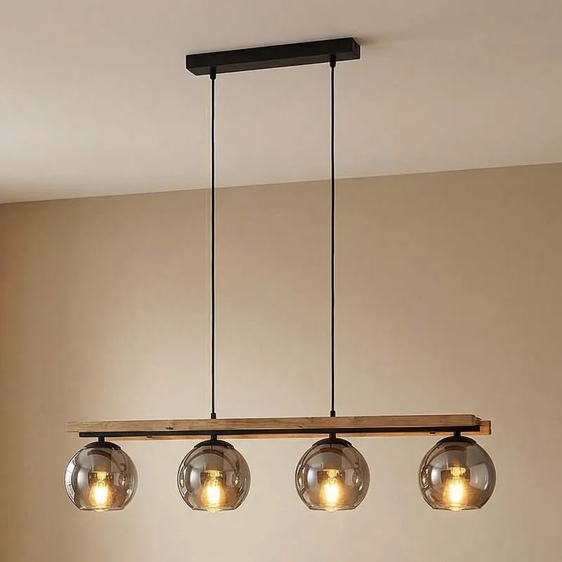 B-Ware Lindby Hängelampe Hängeleuchte Enrique LED Pendelleuchte Lampe 4-flammig grau