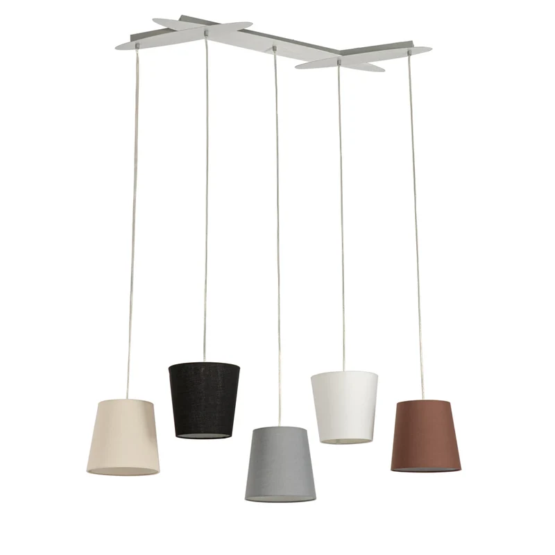B-Ware Lucande Hängeleuchte Pendellampe Thamila Stoffschirme multicolour 5-flg E27 507