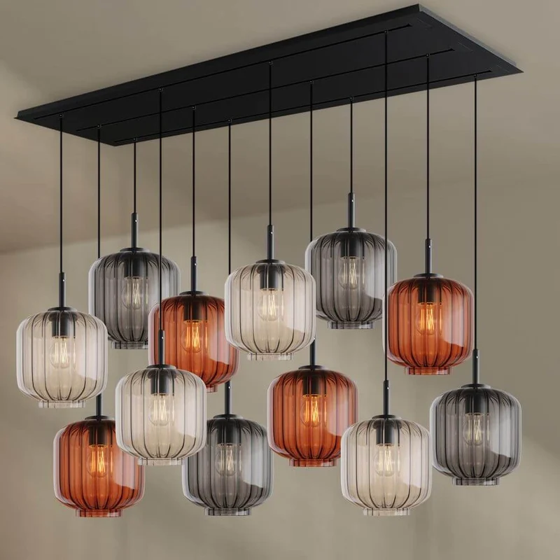 s.luce Velo Esstischlampe 12-flammig 200cm 3-reihig Ø 20cm