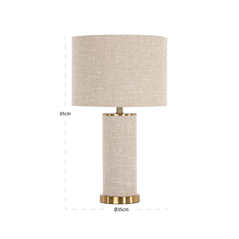 Tischlampe Joline beige mit Leinenschirm & Eisengestell, E27