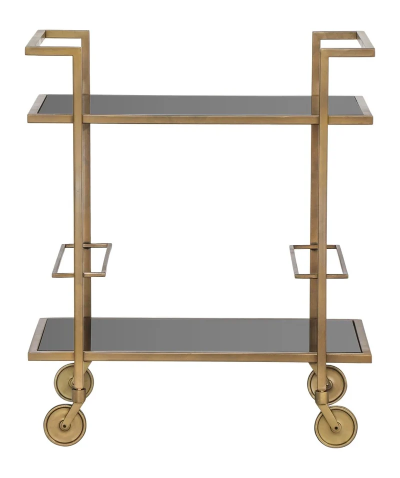 Richmond Servierwagen Xo brushed gold – Eisen & Glas, 2 Etagen