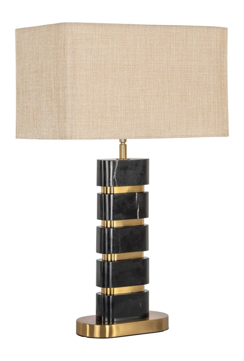 Tischlampe Levina black/gold mit Marmorsockel & Messing-Akzenten