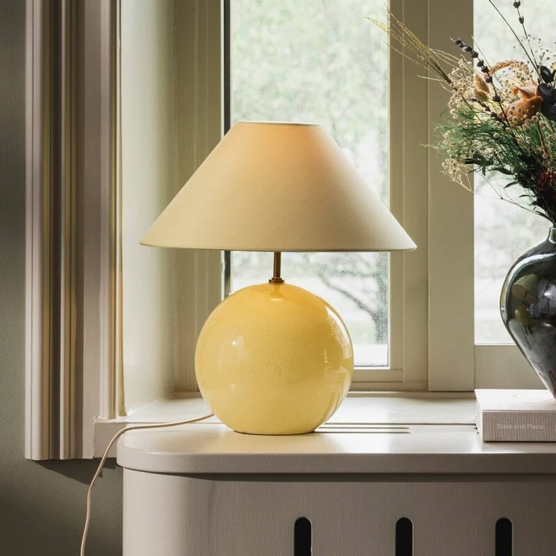 B-Ware Globen Lighting Tischleuchte IRIS LED Lampe Leuchte Vintage Giallo 39cm Höhe