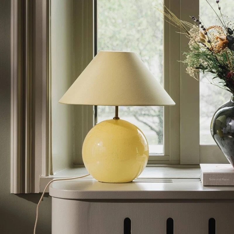 B-Ware Globen Lighting Tischleuchte IRIS LED Lampe Leuchte Vintage Giallo 39cm Höhe