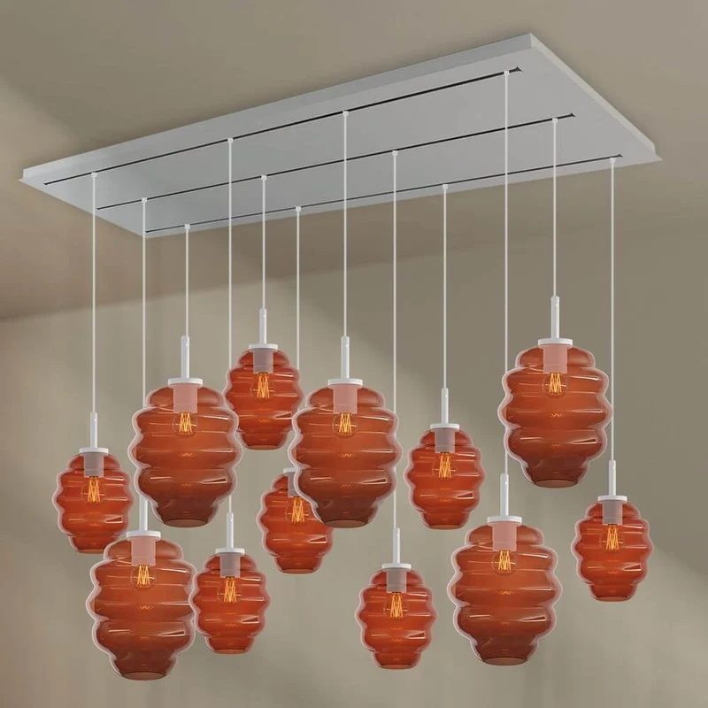 s.luce Echos Esszimmerlampe 12-flammig 200cm 3-reihig Ø 18/25cm