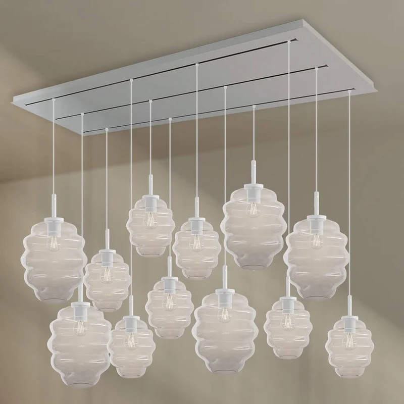 s.luce Echos Esszimmerlampe 12-flammig 200cm 3-reihig Ø 18/25cm