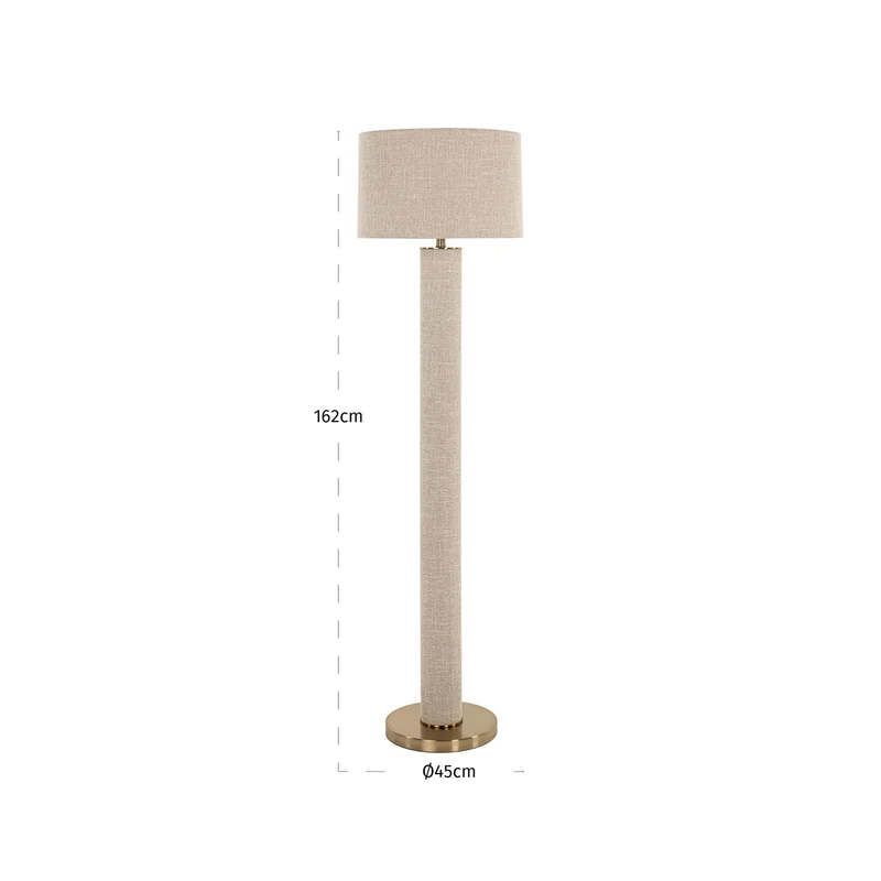 Stehlampe Joline Beige – Eisengestell mit Leinenschirm, E27