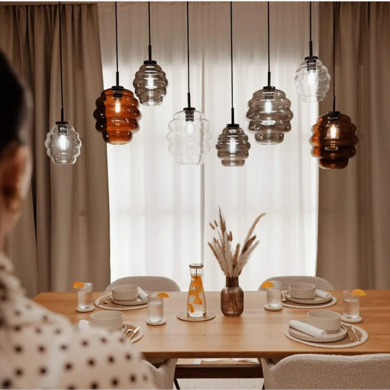 s.luce Echos Esstischlampe 8-flammig 200cm 3-reihig Ø 18/25cm