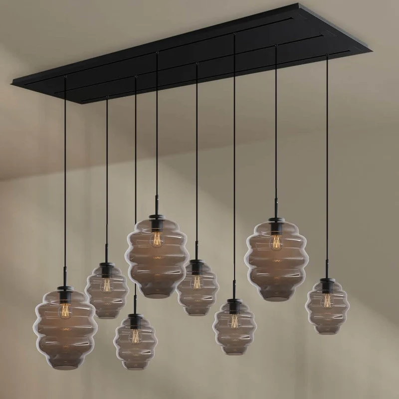 s.luce Echos Esstischlampe 8-flammig 200cm 3-reihig Ø 18/25cm