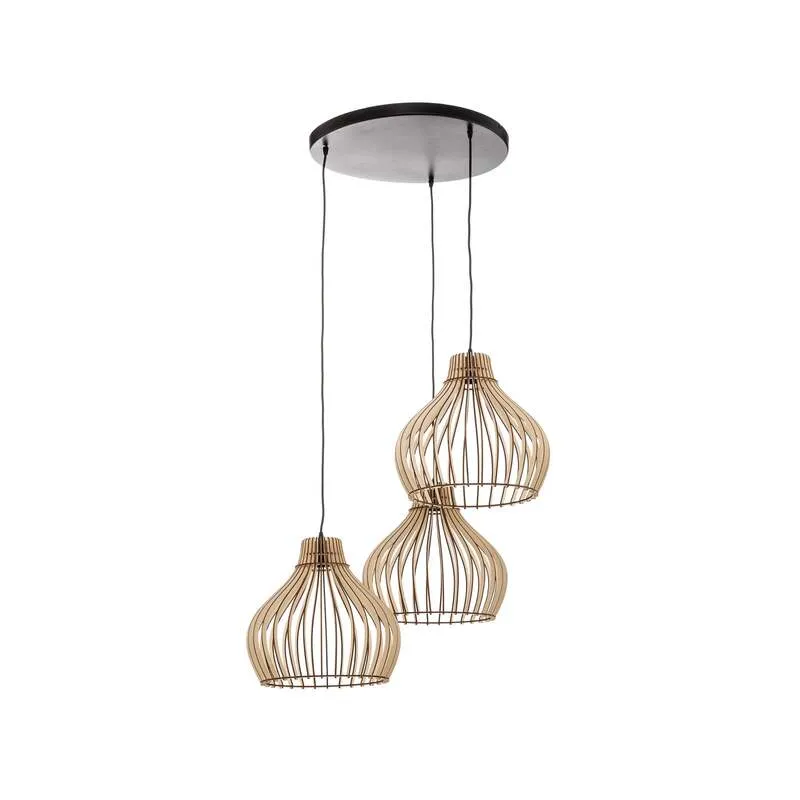 B-Ware Euluna Hängeleuchte Barrel LED Pendelleuchte dimmbar rustikal Holz schwarz 50cm