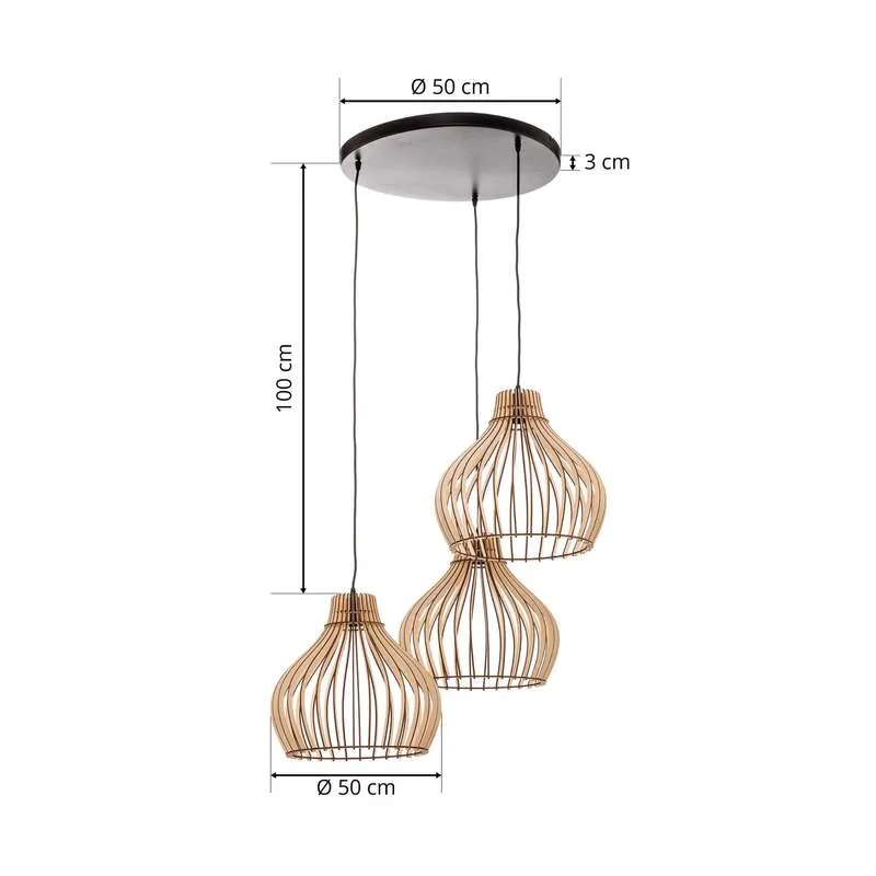 B-Ware Euluna Hängeleuchte Barrel LED Pendelleuchte dimmbar rustikal Holz schwarz 50cm