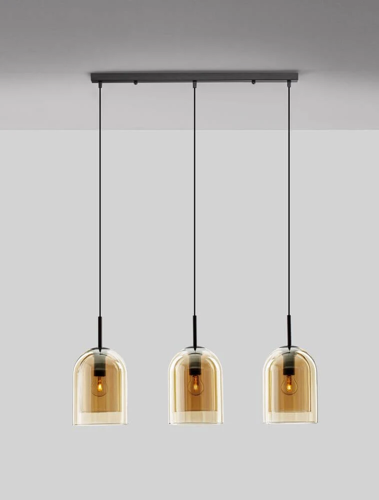 Velor Pendelleuchte Balken 70cm E27 3-flammig