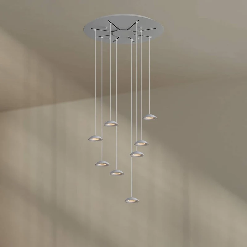 s.luce Santa Air LED Esszimmer-Pendelleuchte 8-flammig Ø 80cm Baldachin