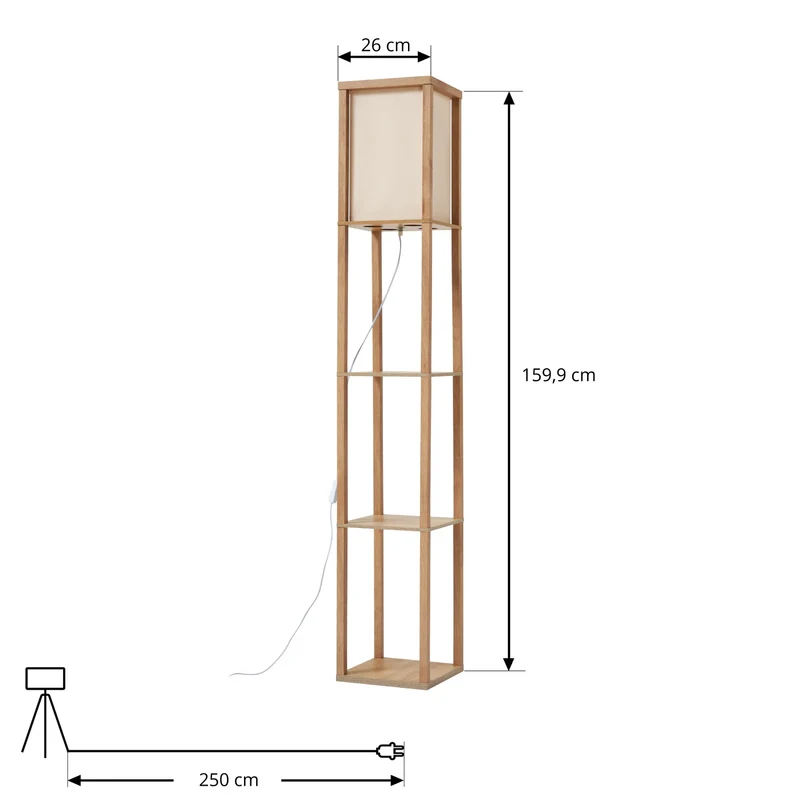 B-Ware Lindby Stehleuchte Lampen Birta Regal Holz holzfarben weiß Textil Kiefernholz