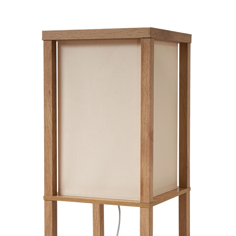 B-Ware Lindby Stehleuchte Lampen Birta Regal Holz holzfarben weiß Textil Kiefernholz