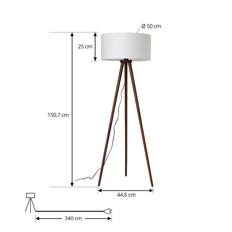 B-Ware Lindby Stehleuchte Lampe Charlia weiß Wallnussholz Höhe 150 cm Wohnzimmer