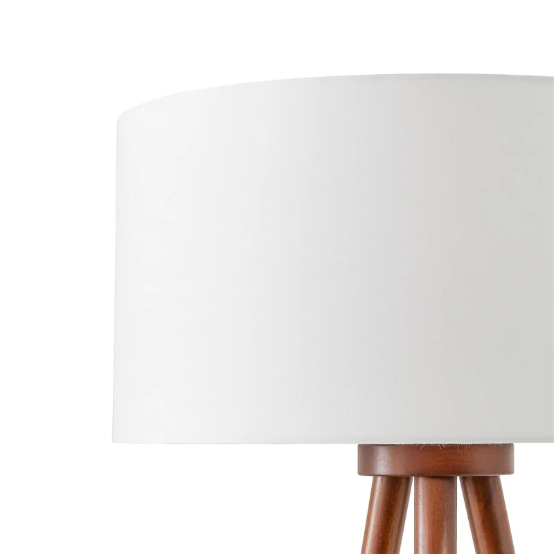 B-Ware Lindby Stehleuchte Lampe Charlia weiß Wallnussholz Höhe 150 cm Wohnzimmer