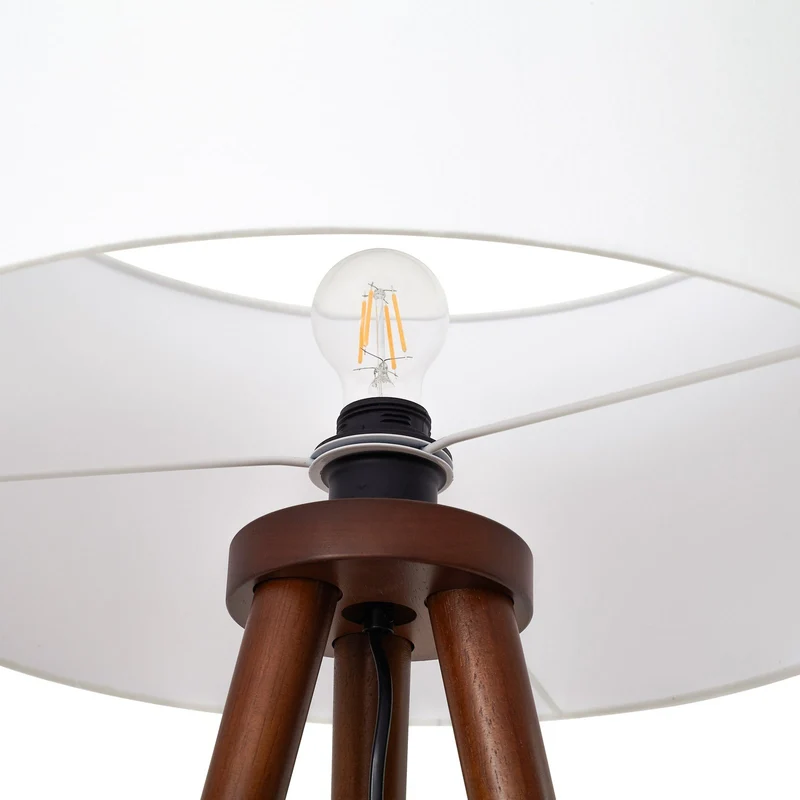 B-Ware Lindby Stehleuchte Lampe Charlia weiß Wallnussholz Höhe 150 cm Wohnzimmer