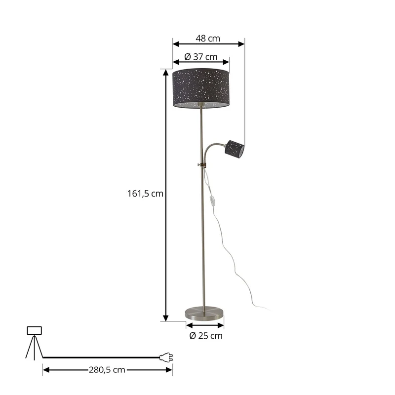 B-Ware Lindby Stehleuchte Lampe Melanie grau Stoff Ø 36 cm 2 flg Wohnzimmer Beleuchtung