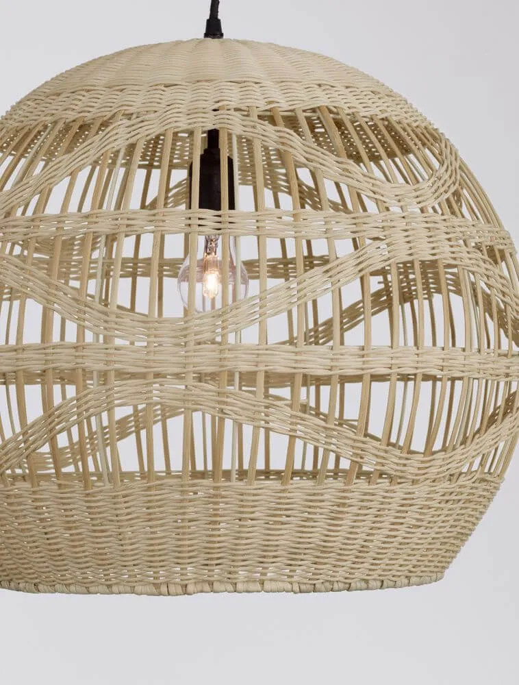 Marlo Pendelleuchte Kuppel Beige Rattan