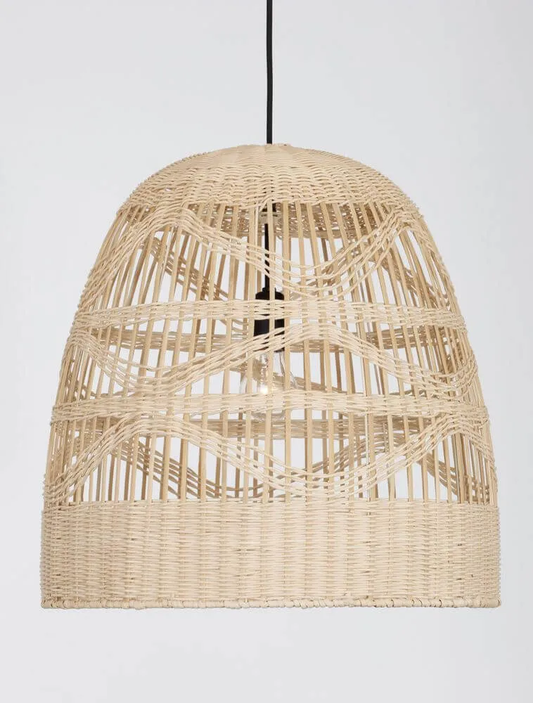 Marlo Pendelleuchte Glocke Beige Rattan