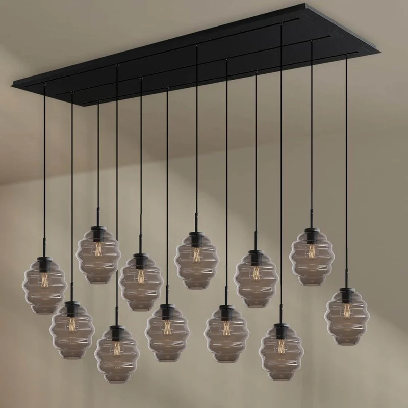 s.luce Echos Esszimmerlampe 12-flammig 200cm 3-reihig Ø 18cm