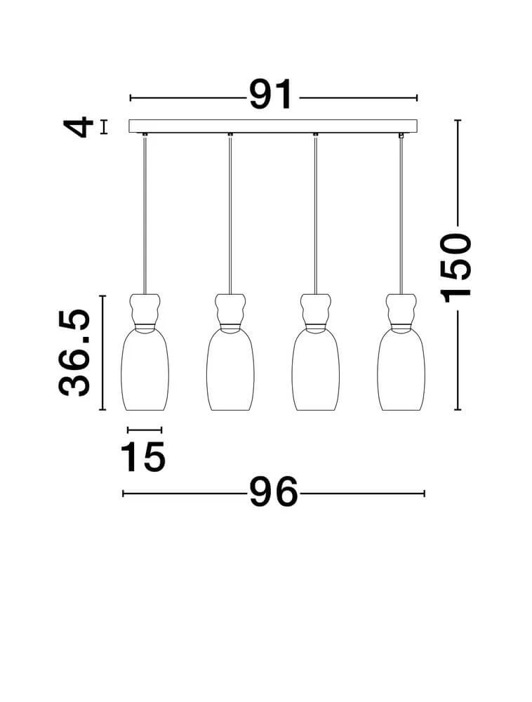 Pluma Pendelleuchte Balken 91 cm4-flammig 3000K Mehrfarbig