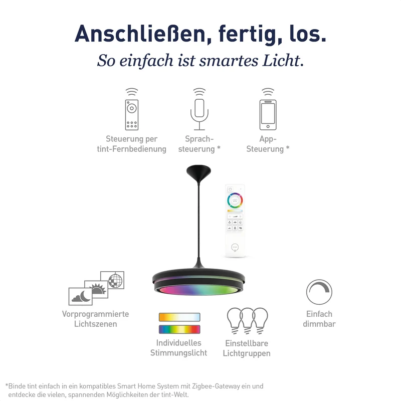 B-Ware Müller Licht tint Hängeleuchte Kea LED Pendelleuchte dimmbar schwarz 42cm Ø