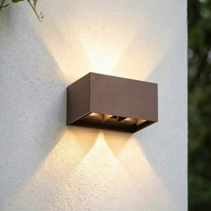 B-Ware Lindby Außenwandleuchte Nivar LED Gartenleuchte Wandleuchte rostbraun 20cm IP54