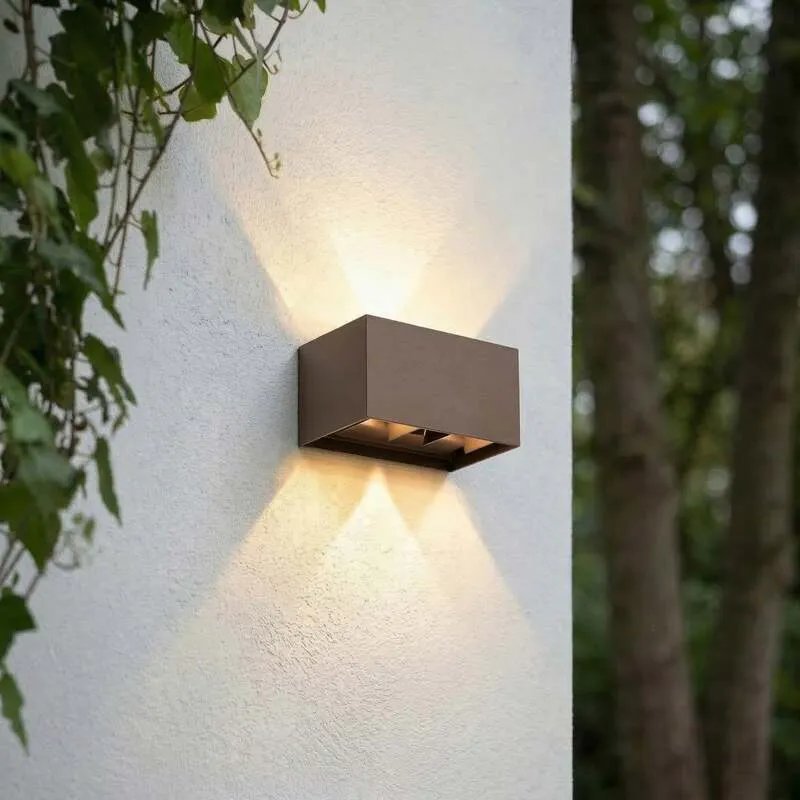 B-Ware Lindby Außenwandleuchte Nivar LED Gartenleuchte Wandleuchte rostbraun 20cm IP54