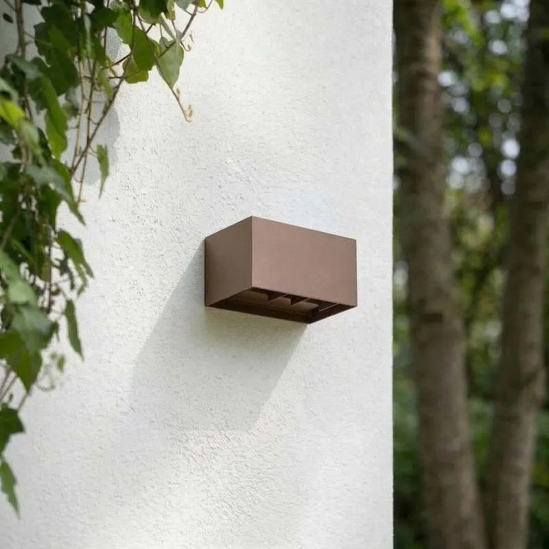 B-Ware Lindby Außenwandleuchte Nivar LED Gartenleuchte Wandleuchte rostbraun 20cm IP54