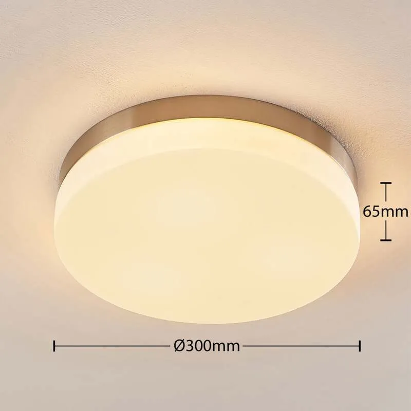 B-Ware Lindby Deckenlampe Amilia LED Lampe dimmbar Glas nickel IP44 Ø30cm weiß Leuchte