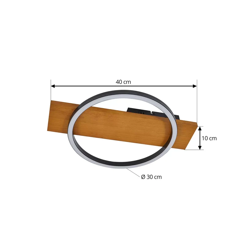 B-Ware Lindby Deckenleuchte Lampe LED schwarz Holz dimmbar Galad 30 cm Leuchte