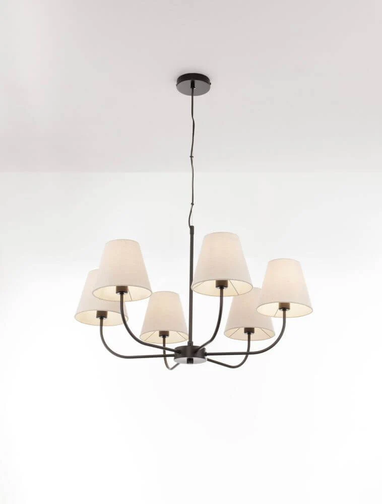 Moist Pendelleuchte 6-flammig Ø 75cm Schwarz, Beige