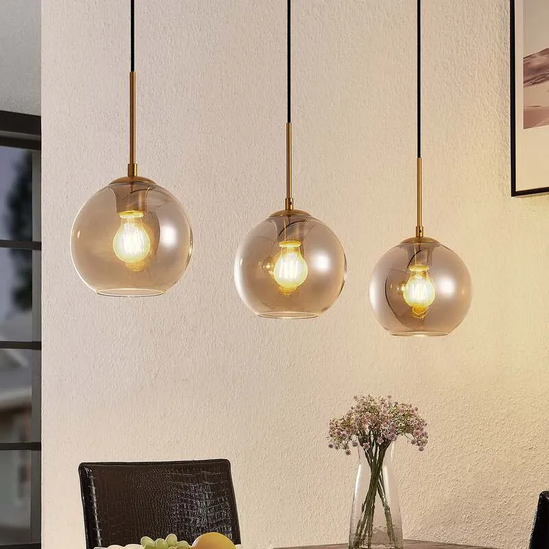 C-Ware Lindby Hiwana Hängeleuchte Deckenlampe Pendelleuchte Lampe Leuchte E27 Rauchglas