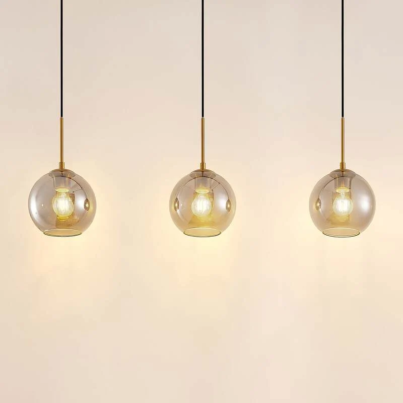 C-Ware Lindby Hiwana Hängeleuchte Deckenlampe Pendelleuchte Lampe Leuchte E27 Rauchglas