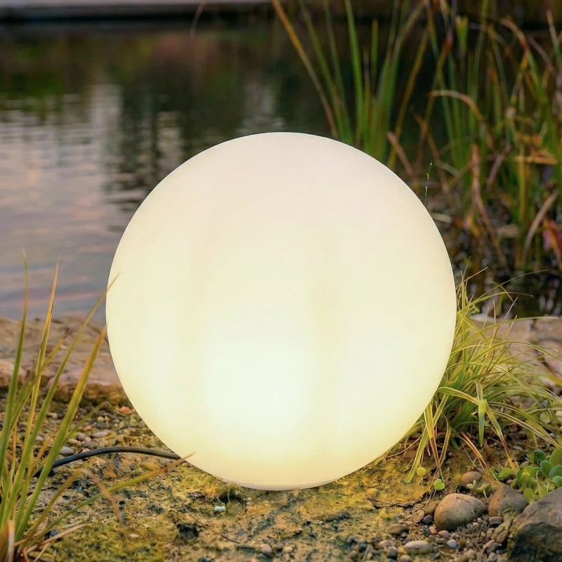 B-Ware Lindby Kugelleuchte Garten Valyra Außenleuchte E27 LED Weiß Erdspieß IP54 Ø 5668