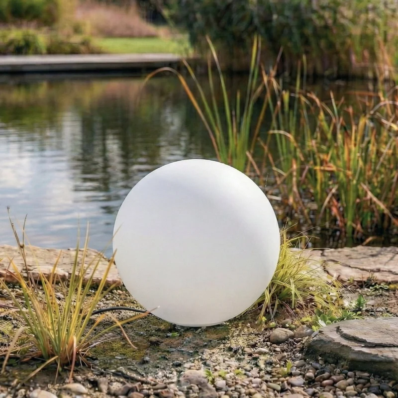 B-Ware Lindby Kugelleuchte Garten Valyra Außenleuchte E27 LED Weiß Erdspieß IP54 Ø 5668