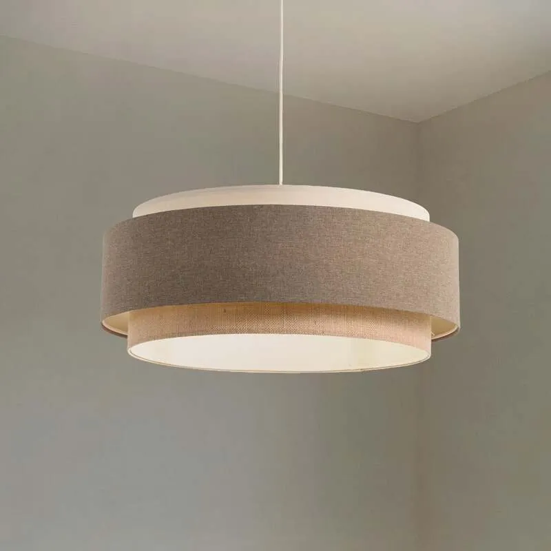 B-Ware Hängeleuchte Pendelleuchte Boho Elegant Textil Braun Beige Creme Ø 60 cm E27 LED