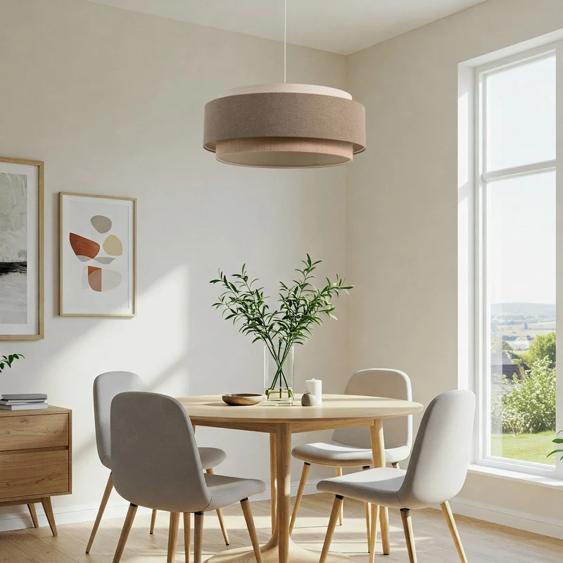 B-Ware Hängeleuchte Pendelleuchte Boho Elegant Textil Braun Beige Creme Ø 60 cm E27 LED