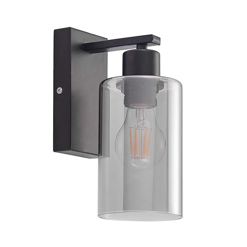 B-Ware Lindby Wandleuchte Emavi LED Wandlampe dimmbar schwarz rauchgrau 23cm Höhe